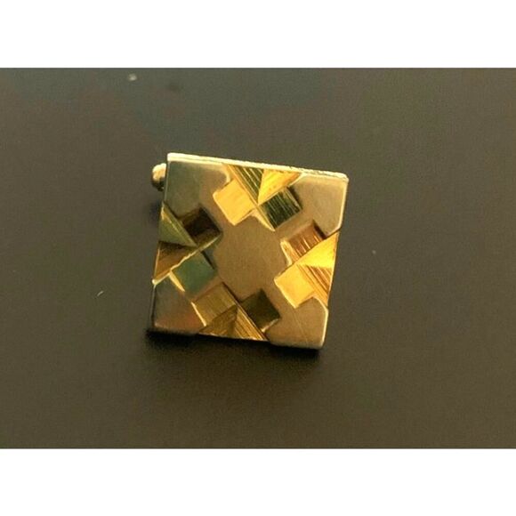 Vintage Modernist Square Cuff links, Muted Gold tone, Unmarked, Collector's item - Picture 1 of 4